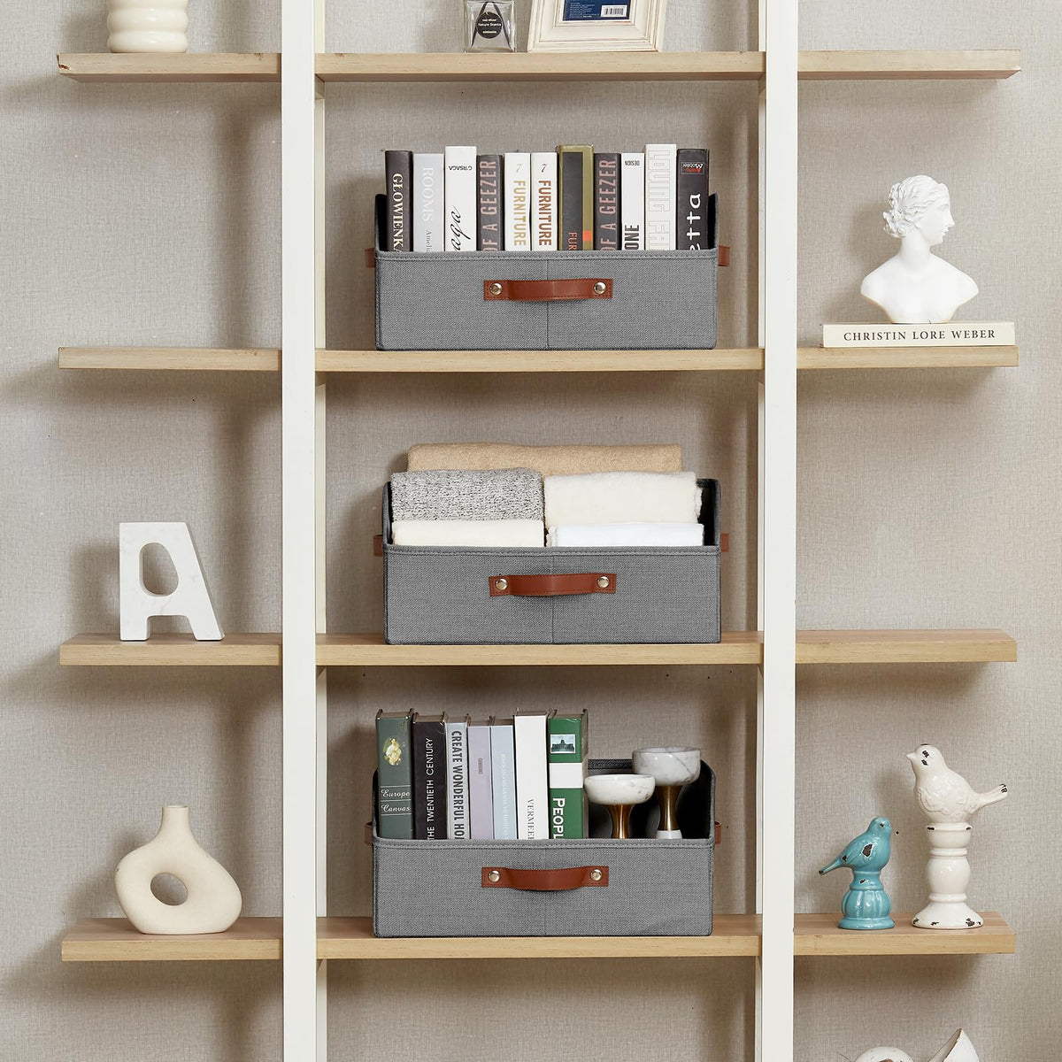 Bagnizer bin gray collapsible design folds flat for space-saving.
