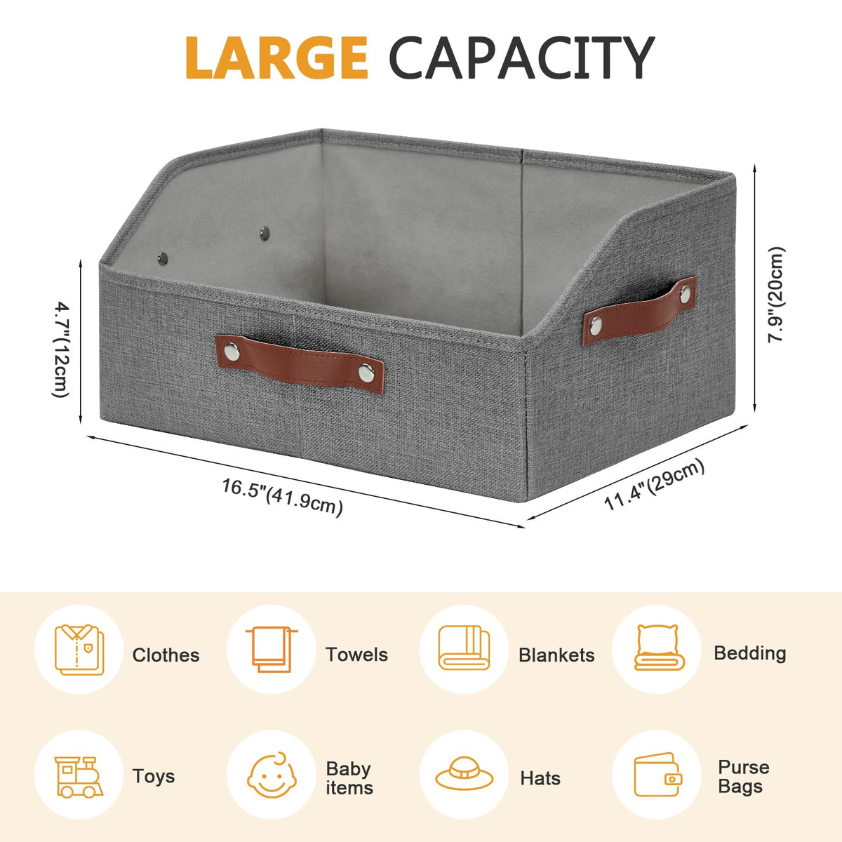 Bagnizer bin gray open top showing ample interior space for easy access.