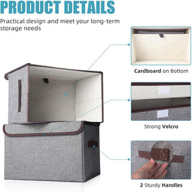Bagnizer foldable storage basket with sturdy handles for easy lifting.