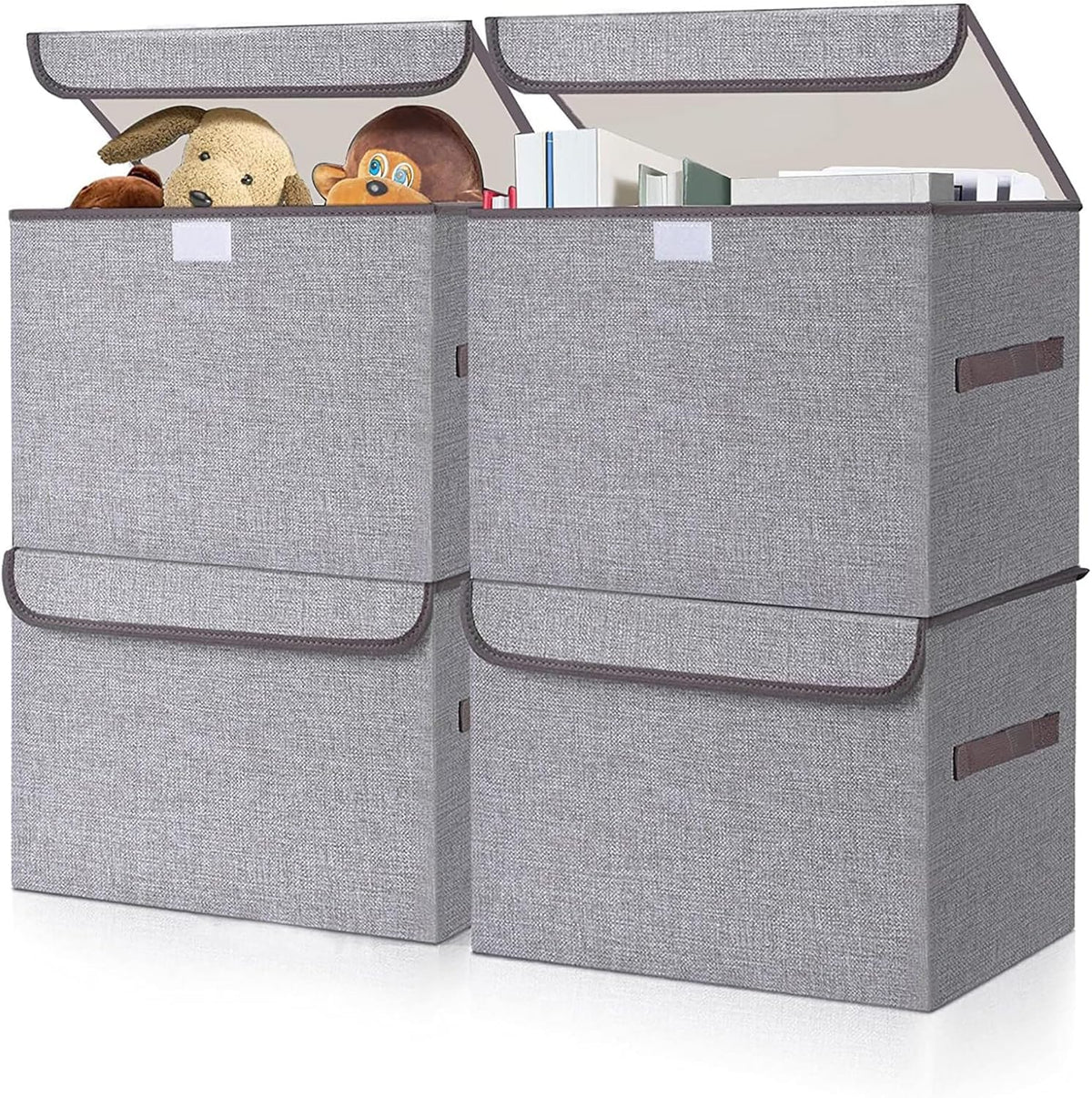 Bagnizer large linen storage bin with flip-top lid for dust-free storage.