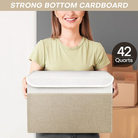 Bagnizer linen fabric storage bin, breathable and stylish for shelves.