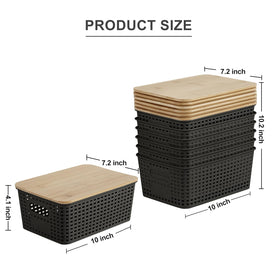 Bagnizer bamboo-lid bin with handles for easy grabbing from a cabinet.