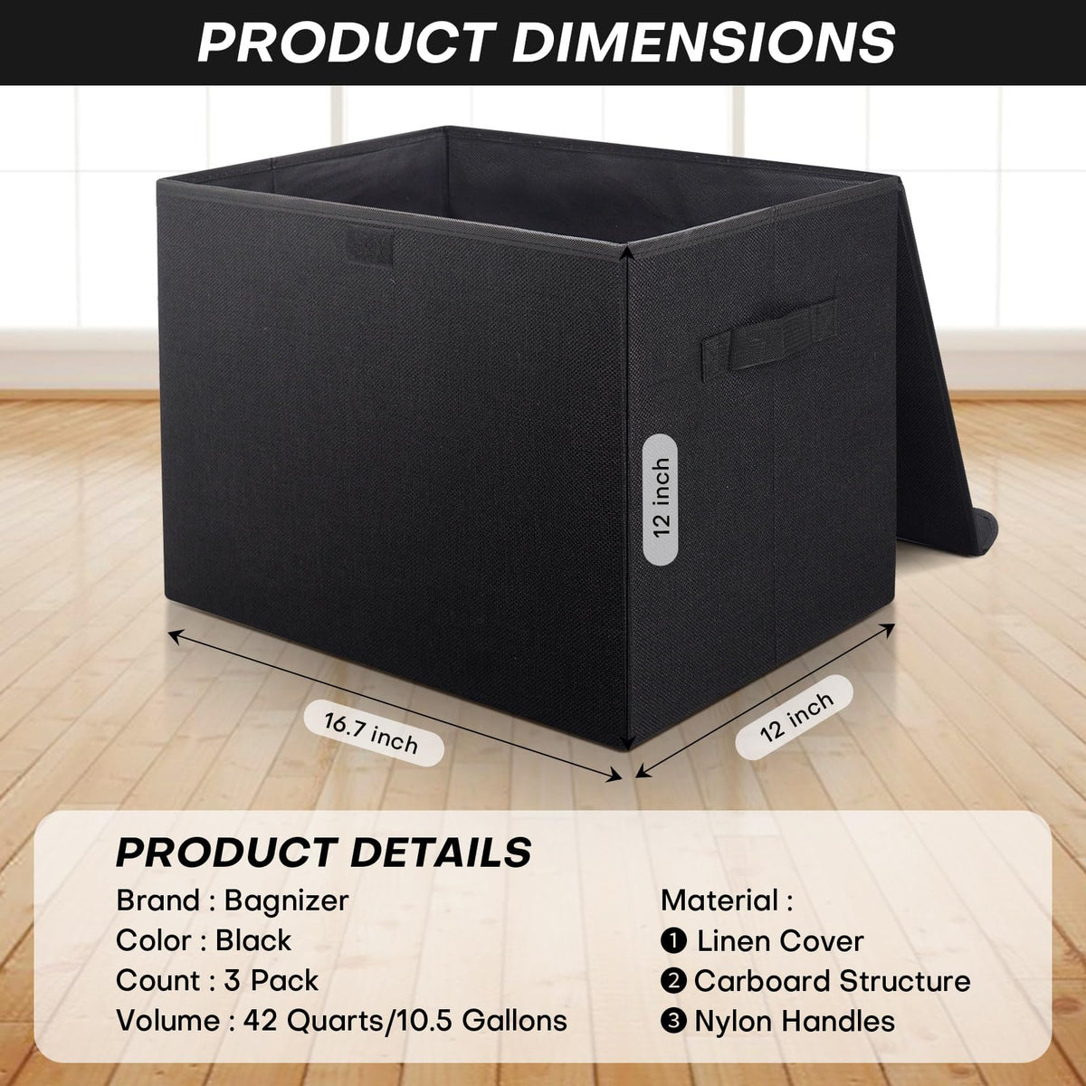Bagnizer stackable storage bin enables efficient vertical closet organization.