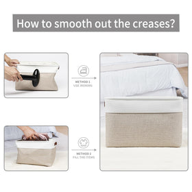 Bagnizer storage baskets on living room coffee table keep essentials.