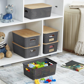 Bagnizer storage bin for kitchen and bathroom keeps items visible and reachable.