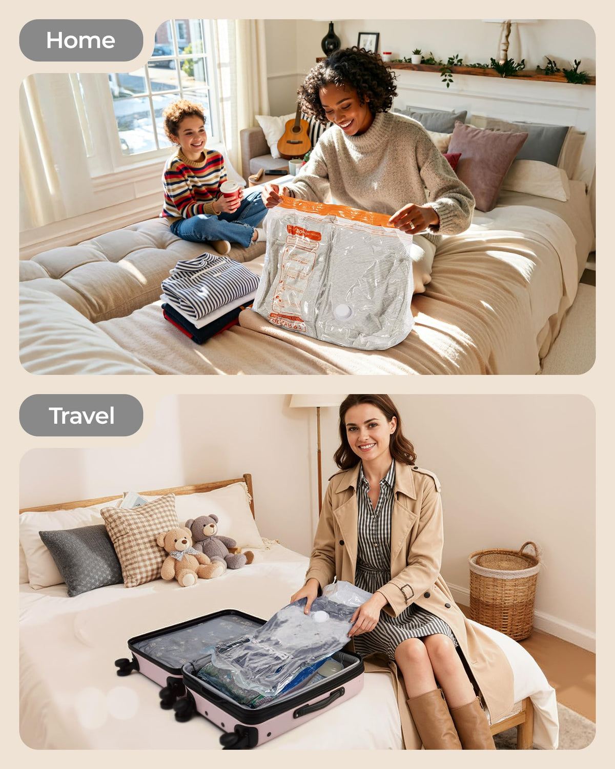 BAGSMART 4000Pa high-speed compression saves luggage space quickly