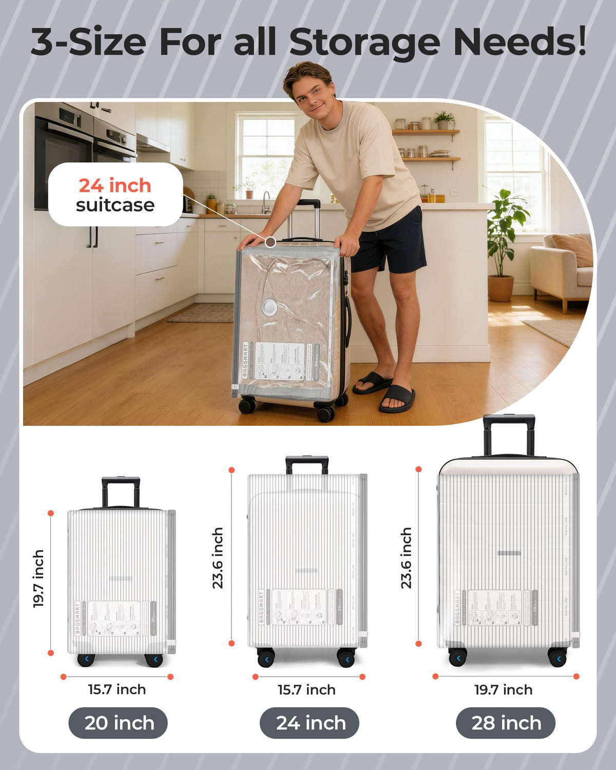BAGSMART 4000pa high-speed compression saves space in seconds.