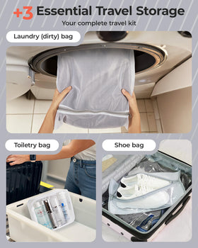 BAGSMART dual-seal airtight system protects contents during travel.