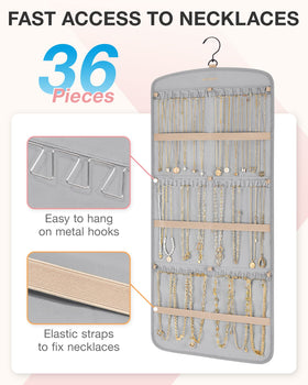 BAGSMART hanging jewelry organizer side view showing expanded storage.