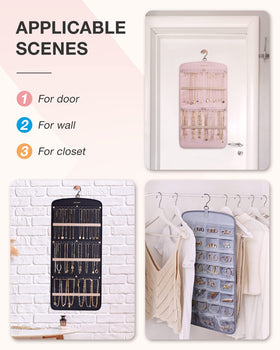 BAGSMART necklace hooks and elastic straps prevent tangling during use.