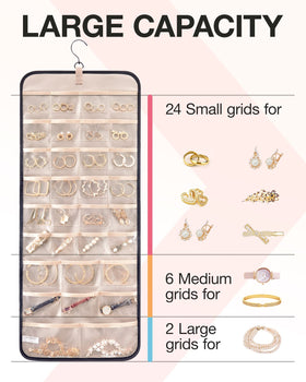 BAGSMART necklace hooks close up with three rows for necklaces