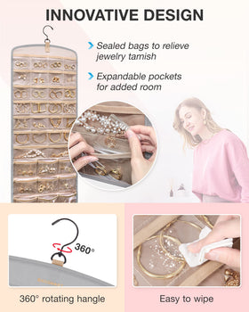 BAGSMART pocket-grid close-up shows transparent visibility for quick picks.