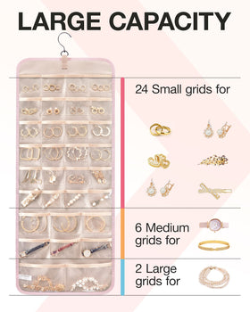 BAGSMART necklace hooks wave-design image emphasizes tangle-free necklace storage.