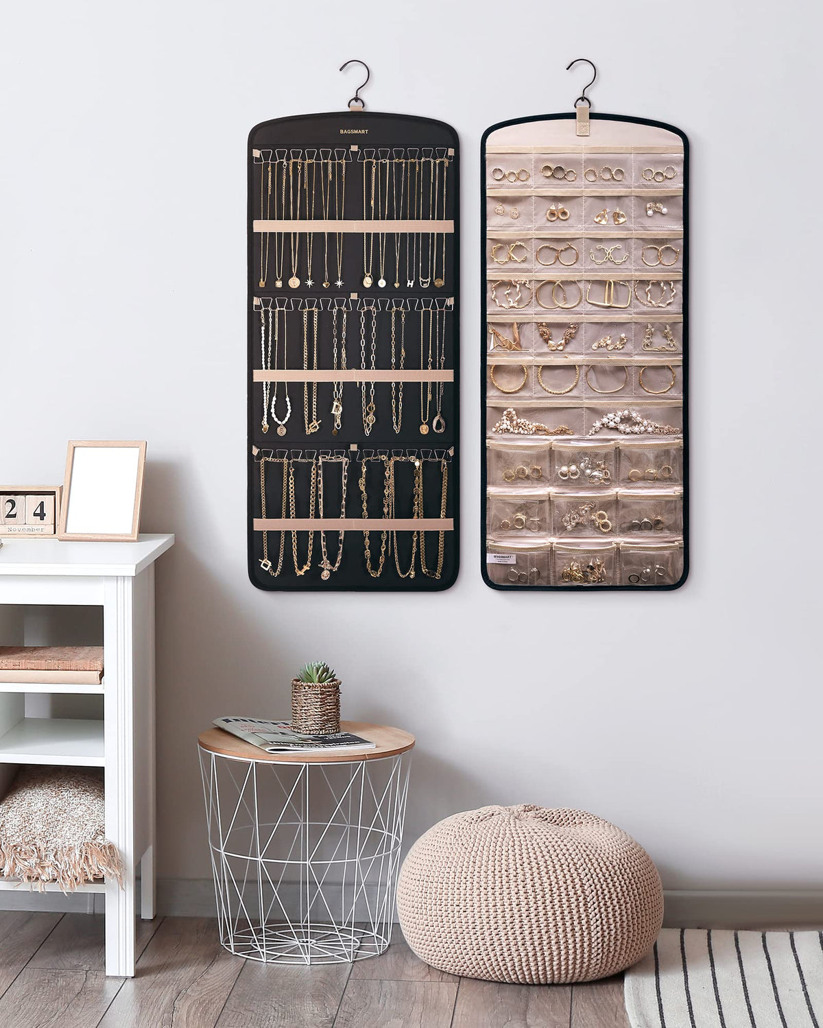 BAGSMART premium materials with polyester, PVC and metal hooks for durability