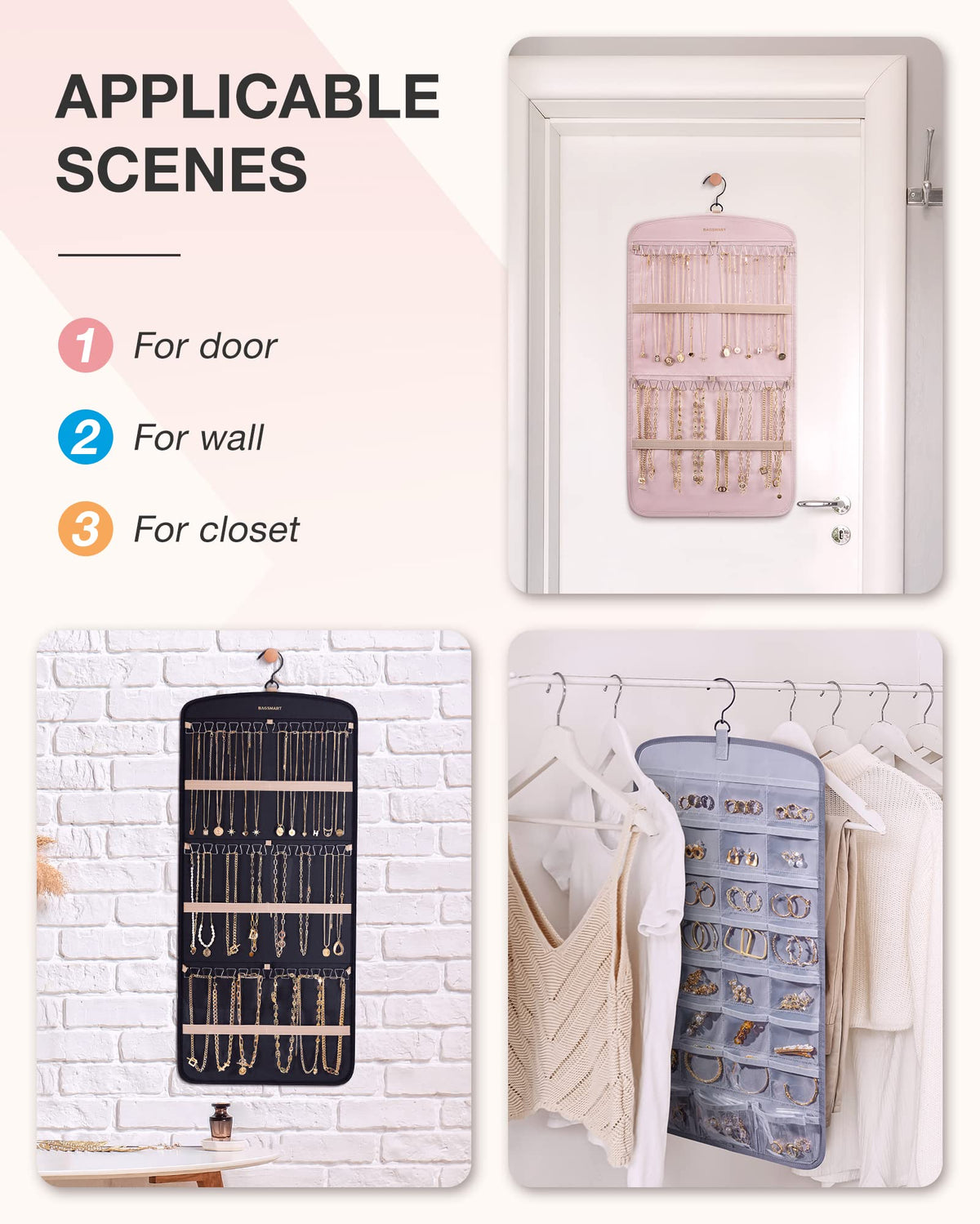 BAGSMART transparent pocket grid allows quick item identification
