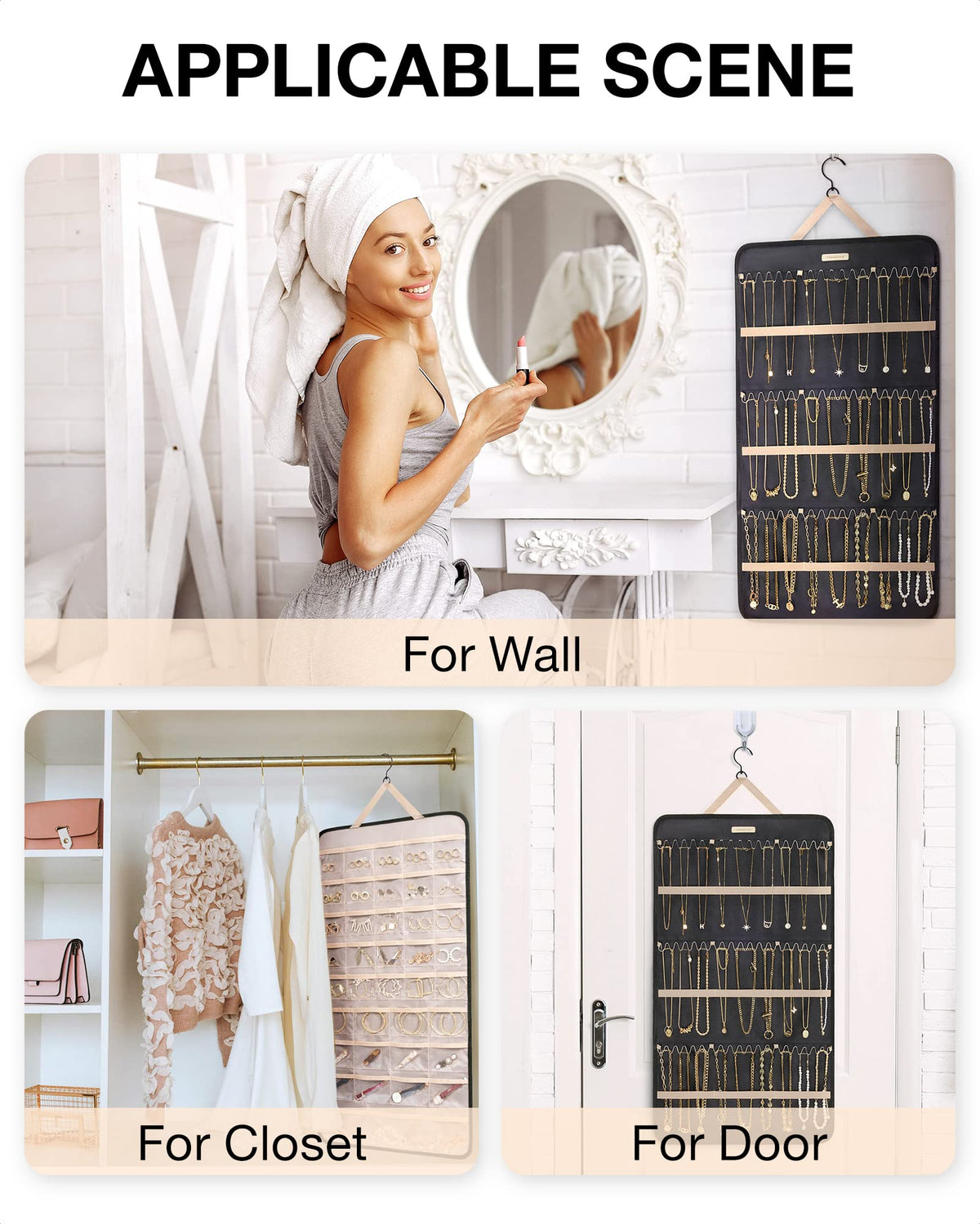 BAGSMART two-sided storage design saves closet space on wall or door