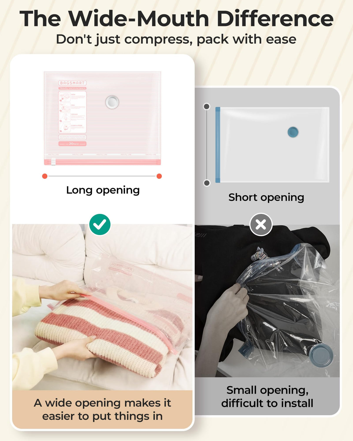 BAGSMART airtight seal close-up ensuring content protection.