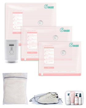 BAGSMART vacuum bags travel kit front view for organized, space-saving packing.