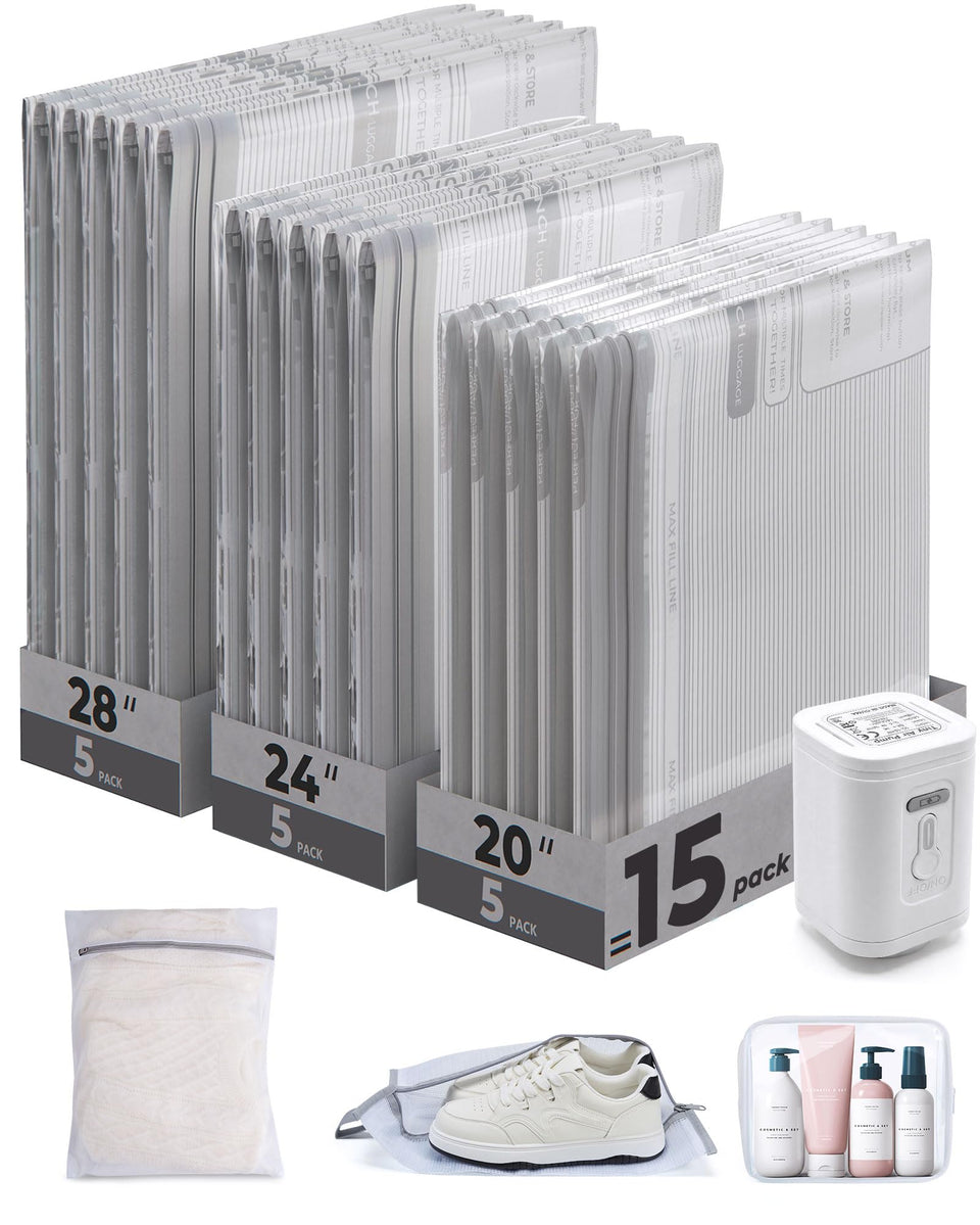 BAGSMART vacuum bags travel kit helps organize luggage for efficient packing.