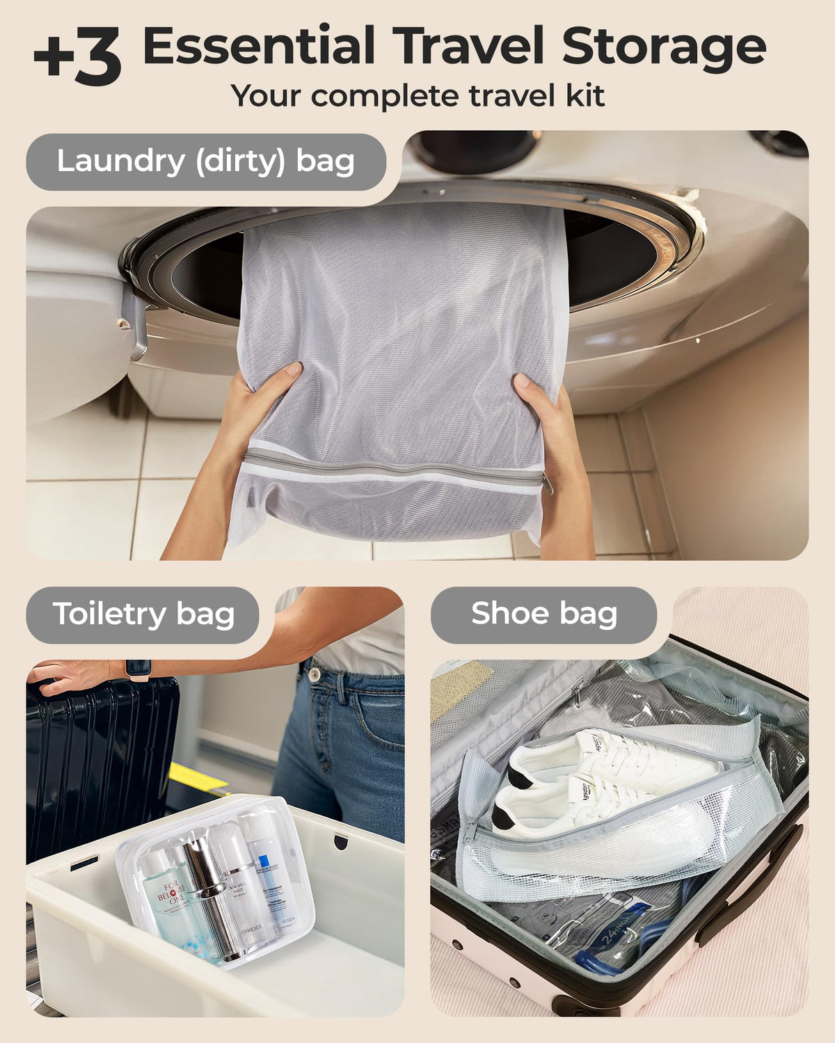 BAGSMART wide-mouth bag fits bulky clothing for easy packing.