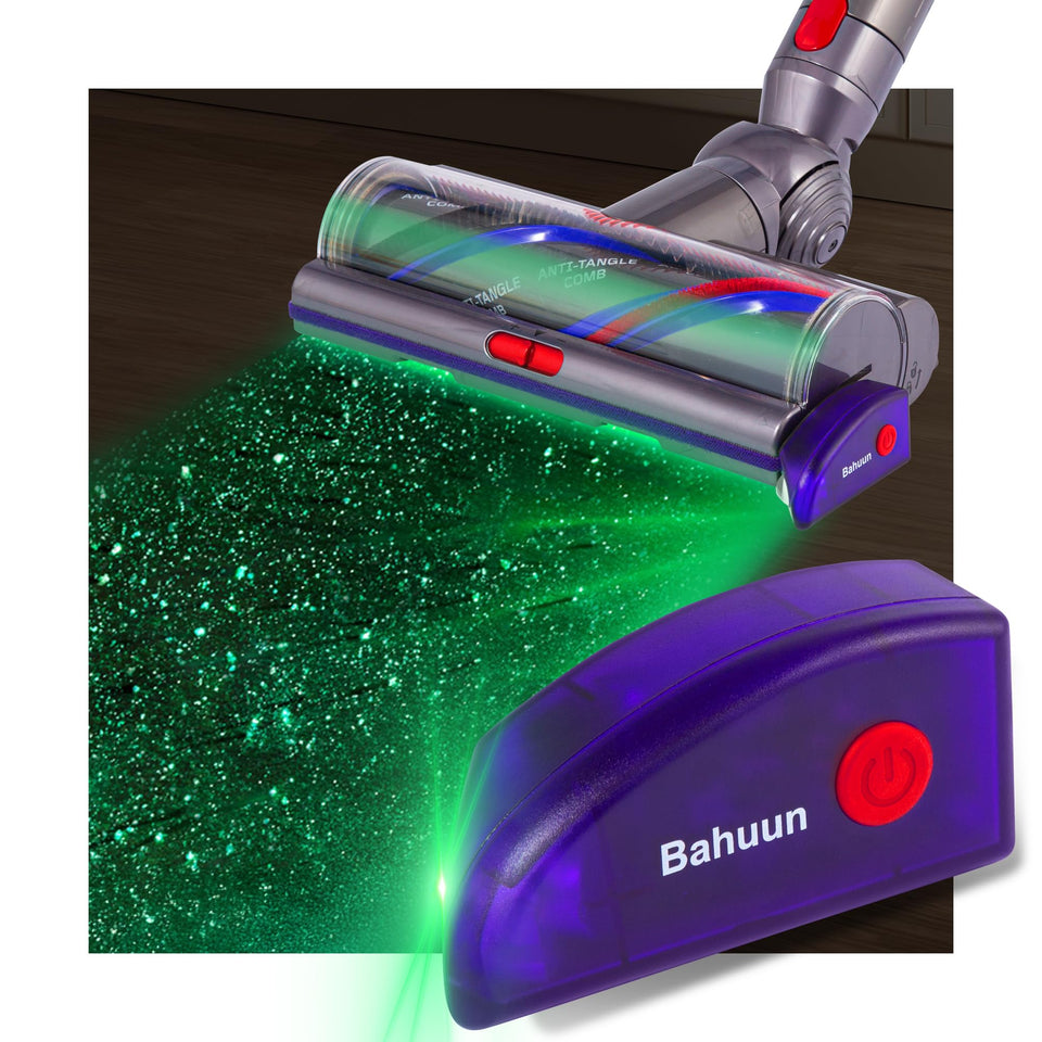 Bahuun green laser vacuum attachment highlights hidden dust for easier cleaning.