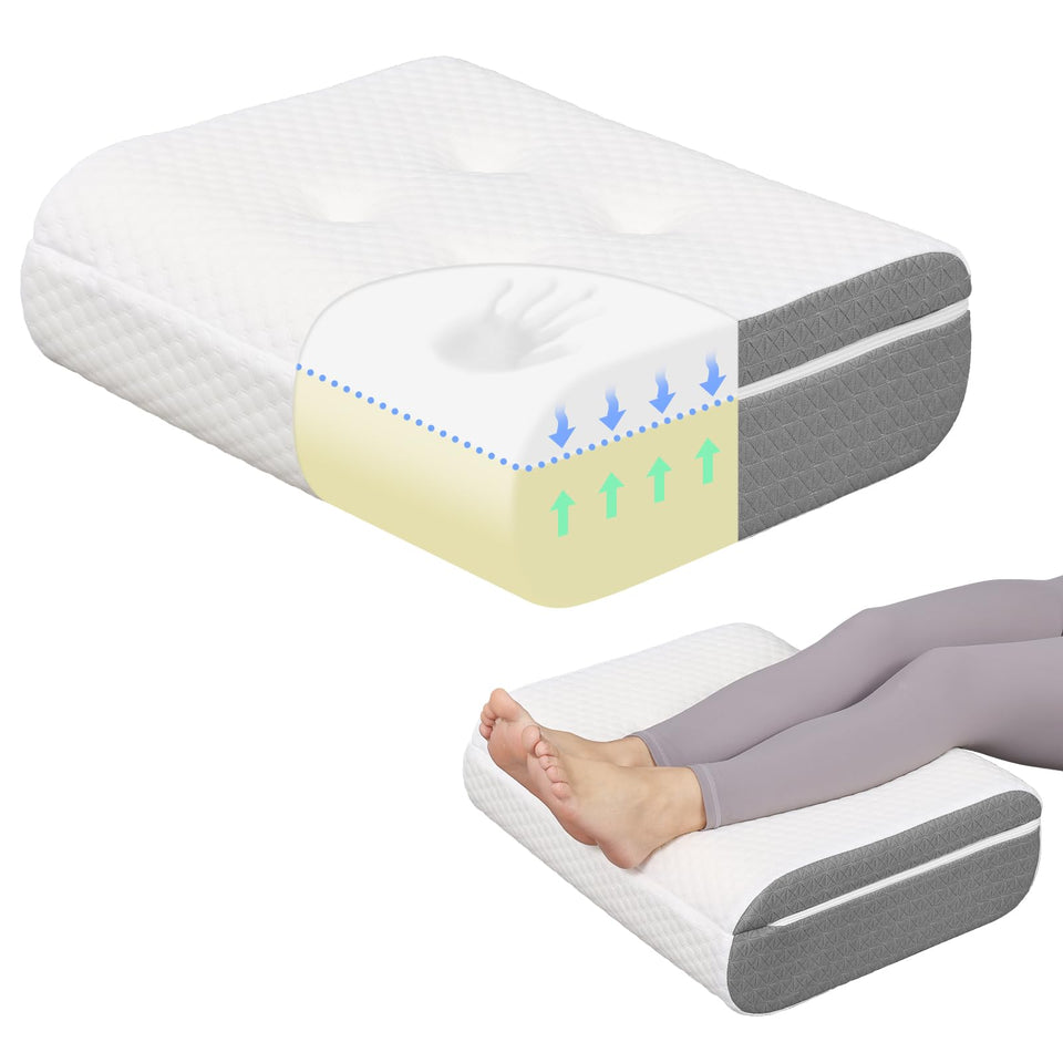 Baibu leg elevation pillow with dual-layer foam top for gentle leg support.
