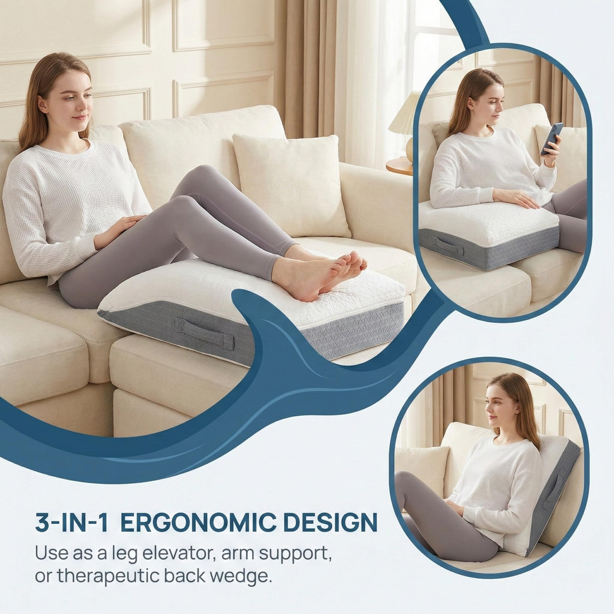 Baibu memory foam leg elevation pillow fabric texture detail, skin-friendly and durable.