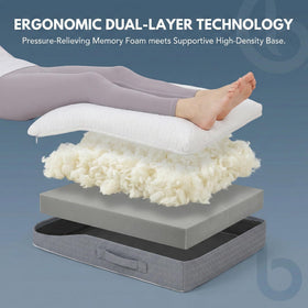Baibu memory foam leg elevation pillow on bed scene, ideal for relaxing leg elevation.