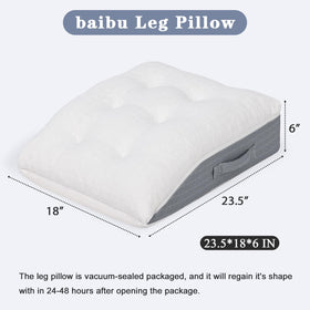 Baibu memory foam leg elevation pillow packaged roll, ready to reshape after opening.