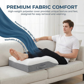 Baibu memory foam leg elevation pillow stitched-edge close-up, durability and secure seams.