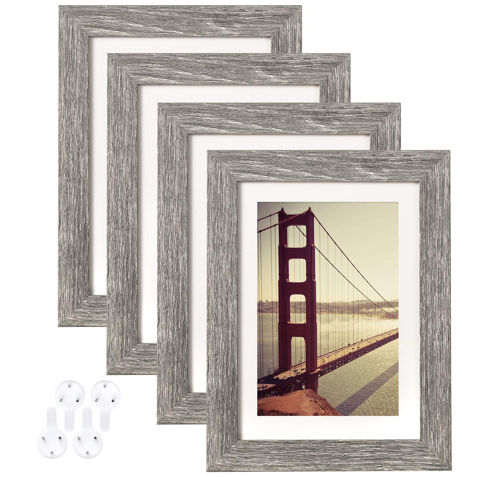BAIJIALI 5x7 rustic grey wood frame set front view ideal for wall or tabletop photo display