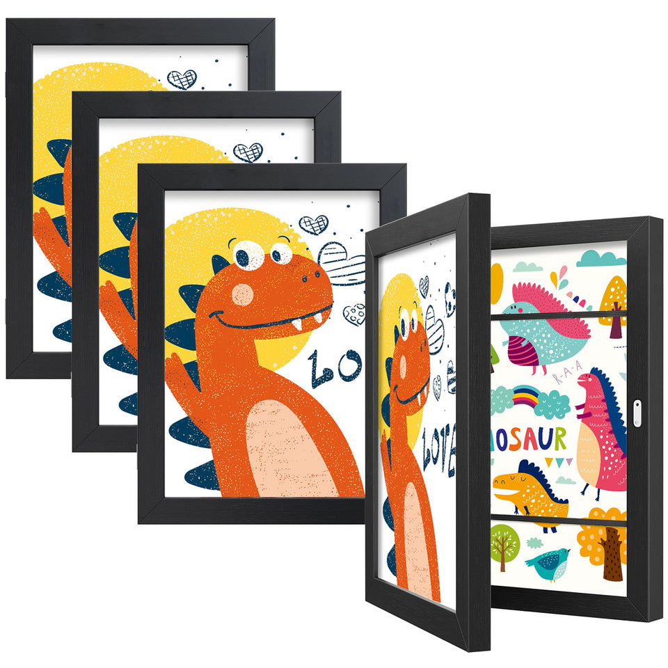 Baijiali black art frame with front opening displaying up to 150 drawings safely.