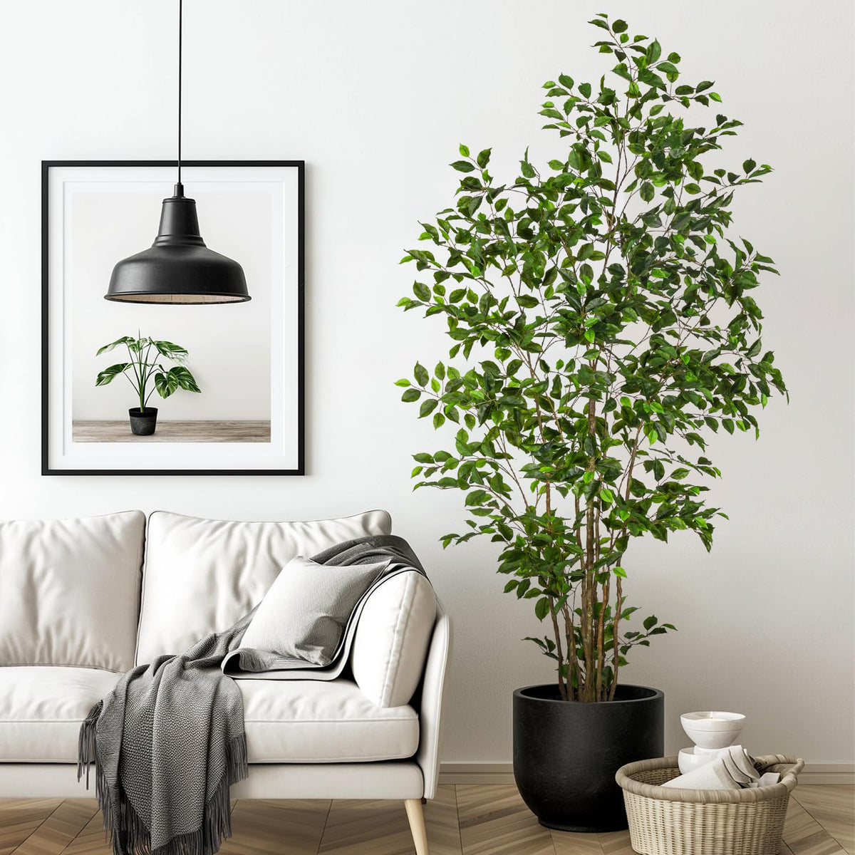 Bailikang artificial ficus tree 7ft full view adds evergreen elegance to any space