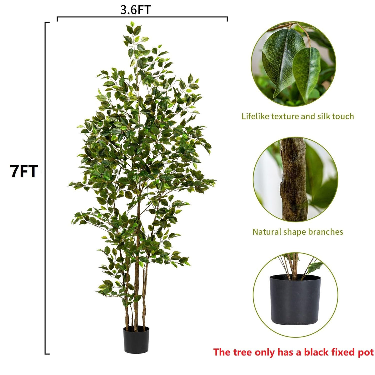 Bailikang artificial ficus branch detail showcases lifelike leaves for natural ambiance