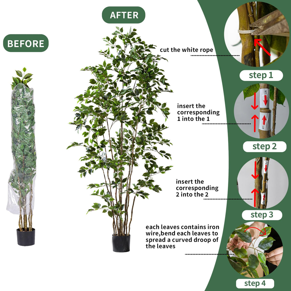 Bailikang gift-ready artificial ficus tree ships in stylish packaging