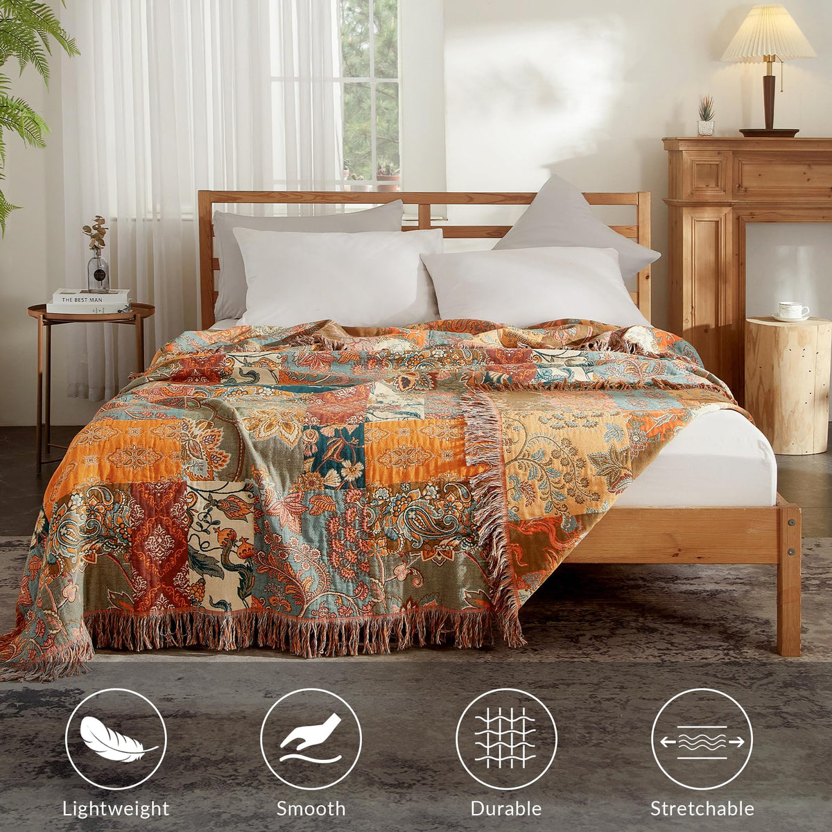 Bailix floral-printed blanket brings cheerful accents to any bedroom