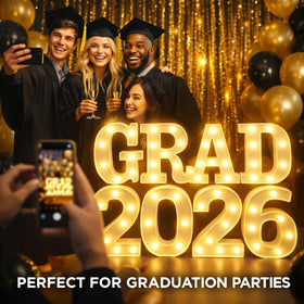 BainGesk Grad 2026 letters tabletop display adds a festive centerpiece