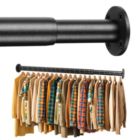 BaiNong adjustable closet rod 17-56 inch black, ideal for flexible wardrobe spacing.