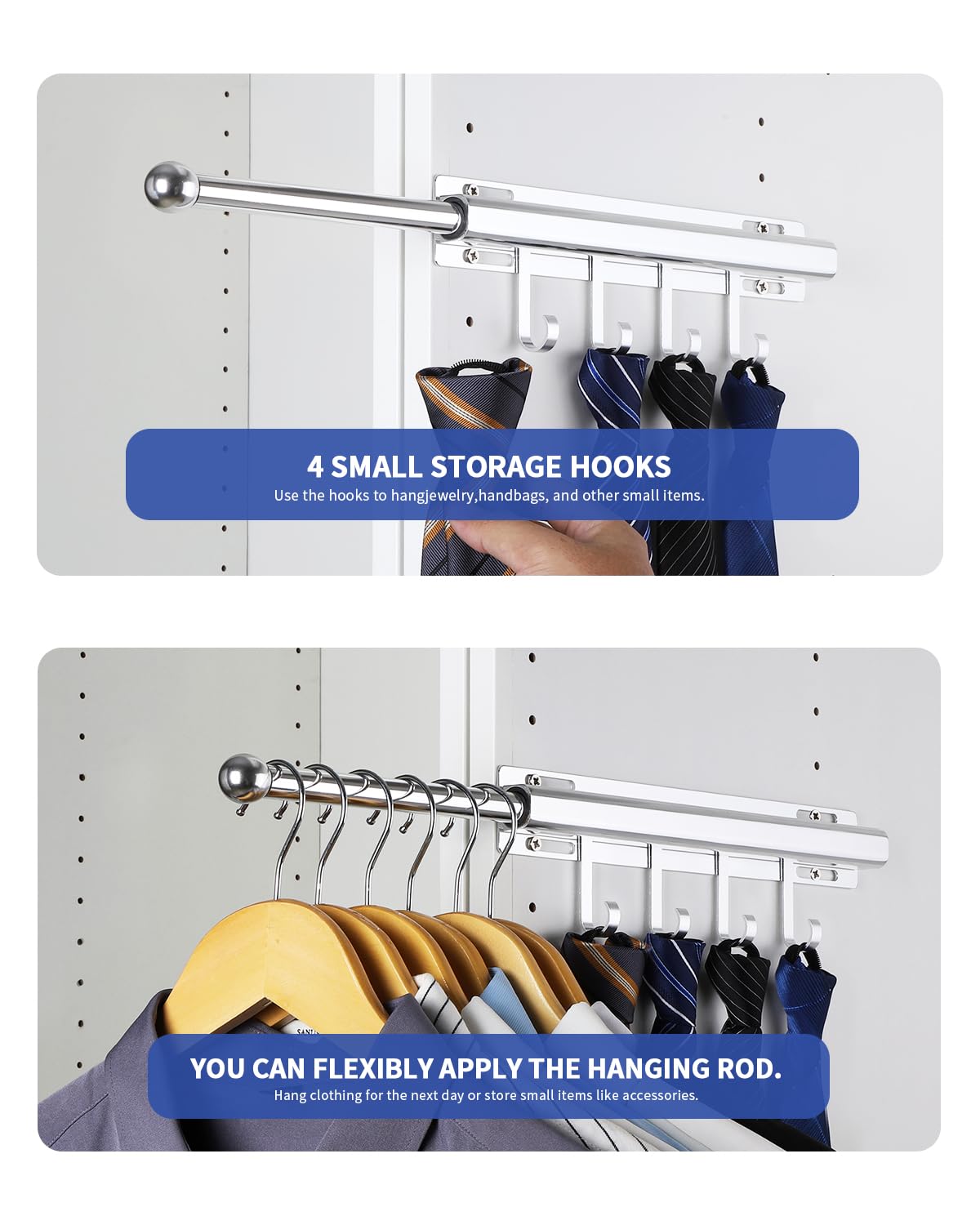 BaiNong closet slide-out valet rod for convenient outfit prep.