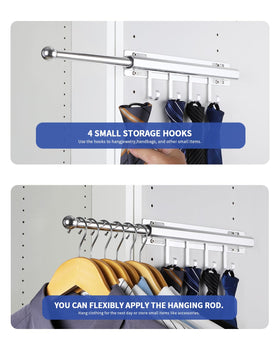 BaiNong closet slide-out valet rod for convenient outfit prep.