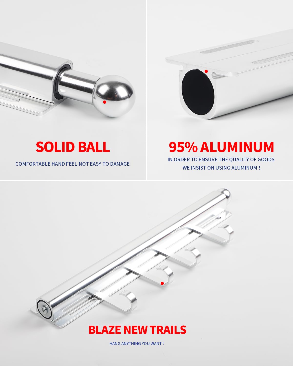 Sleek BaiNong silver valet rod adds durable closet storage