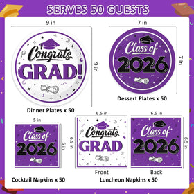 BAIVV Class of 2026 dessert plates 7-inch for easy party portions
