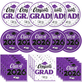BAIVV Class of 2026 dinner plates 9-inch for sturdy serving at graduation celebrations