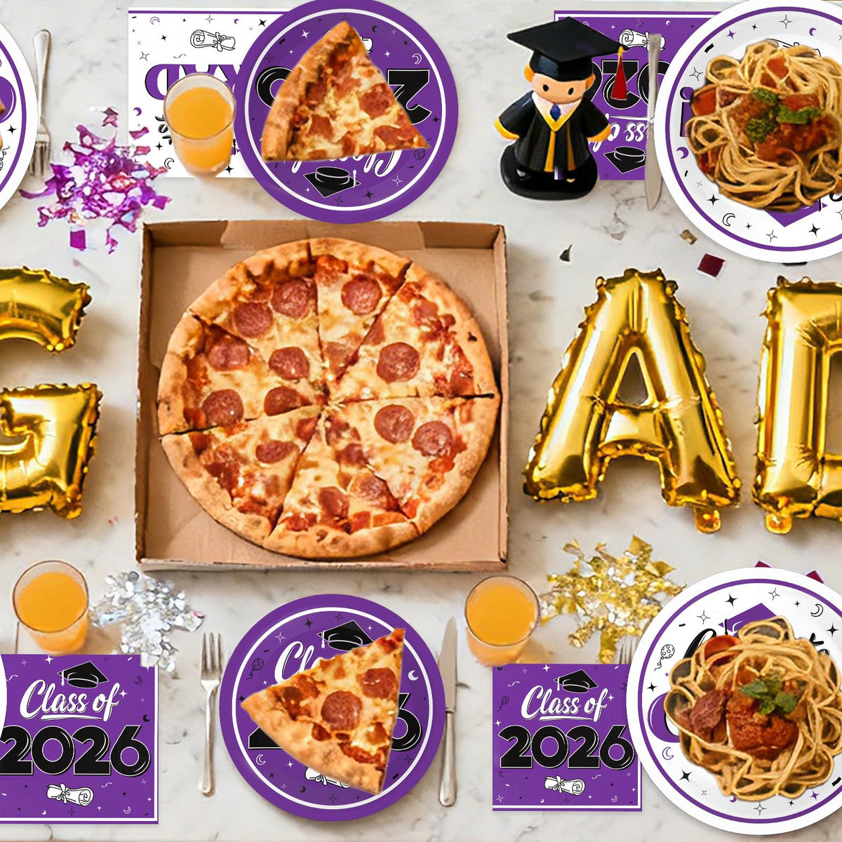 BAIVV Class of 2026 table decor coordinating plates and napkins
