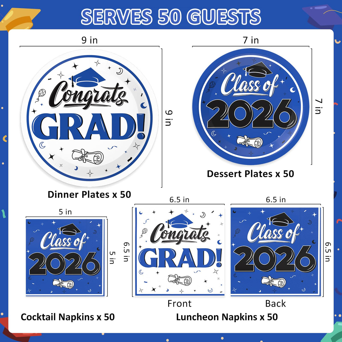 BAIVV graduation dessert plates 7 inch ideal for cake and treats
