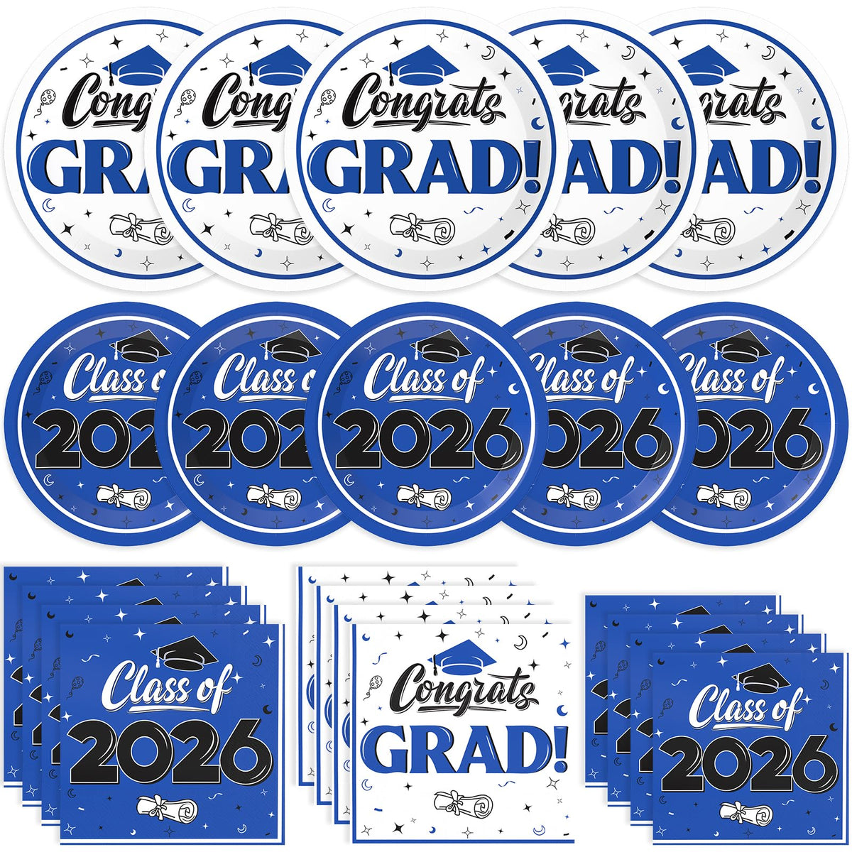 BAIVV graduation dinner plates 9 inch sturdy for meals at Class of 2026 celebrations
