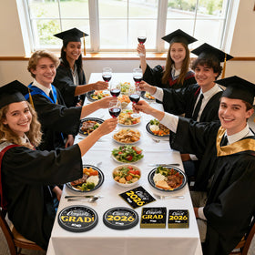 BAIVV graduation party scene showing coordinated tableware for celebrations