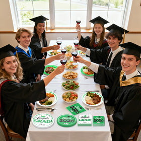 BAIVV graduation party table setup for a polished celebration atmosphere.