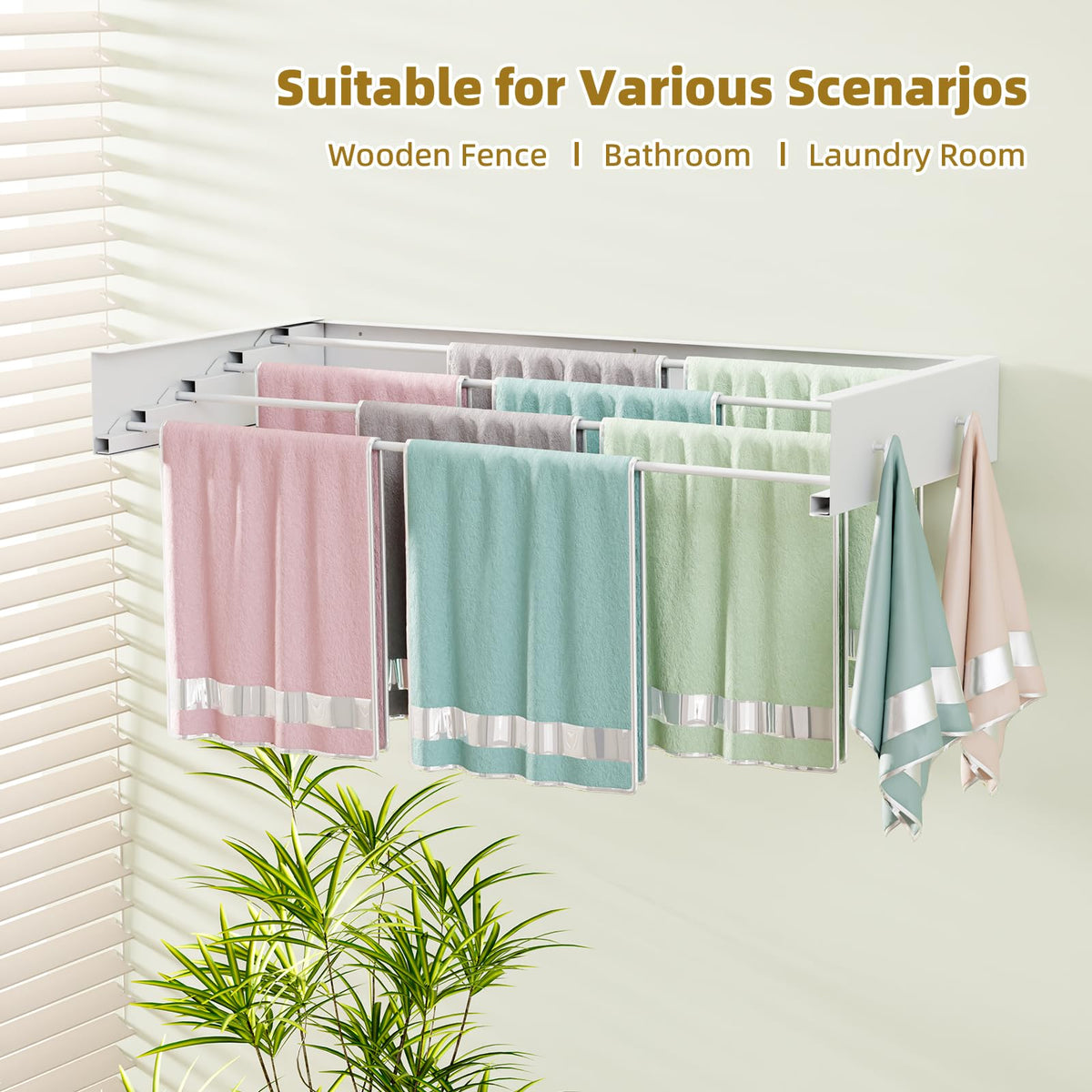 BAKON drying rack mounted on bathroom wall for easy access