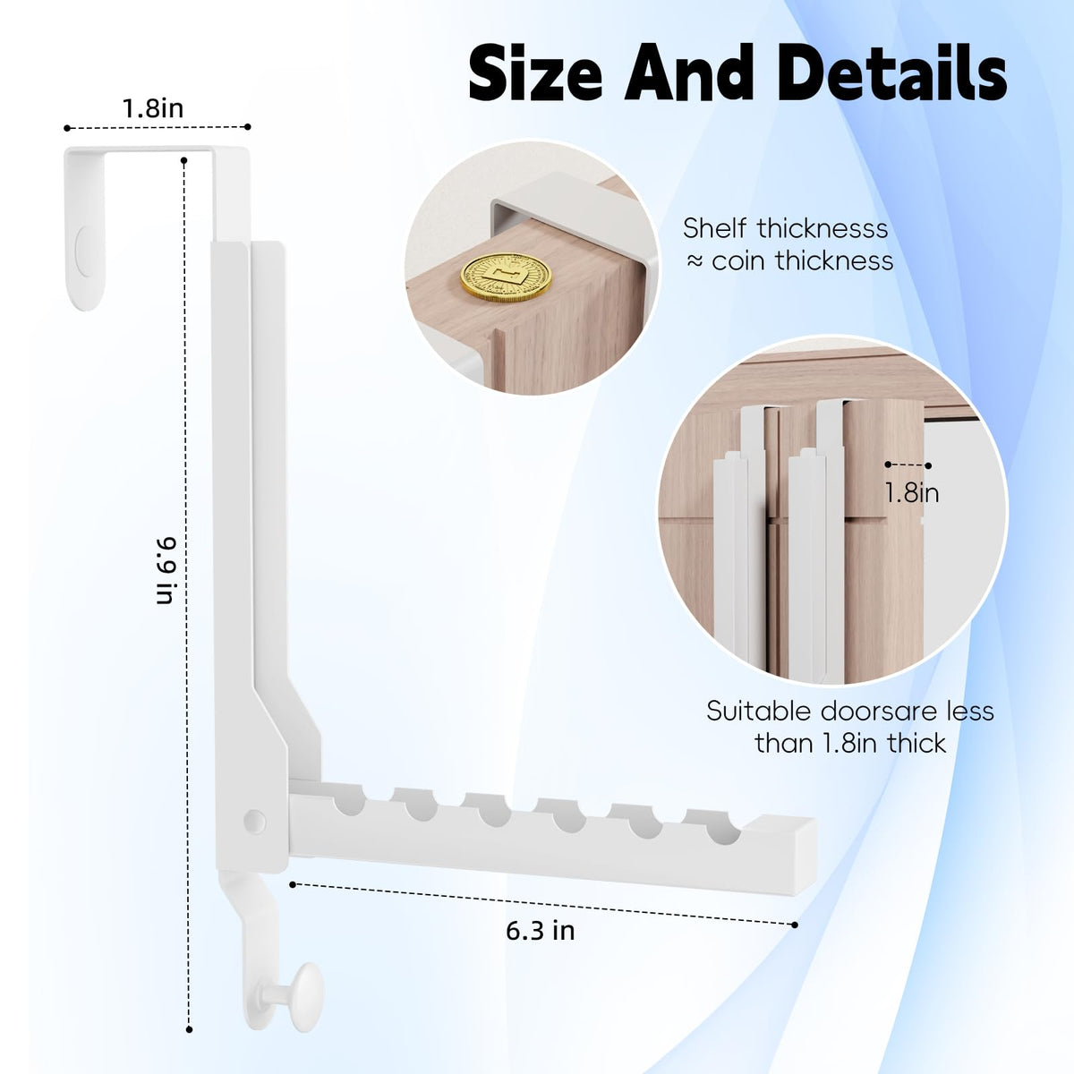 BAKON drying rack extended across the door with six grooves for garments.